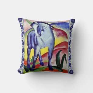 Coussin Franz Marc Blue Cheval Peinture d'Art Vintage