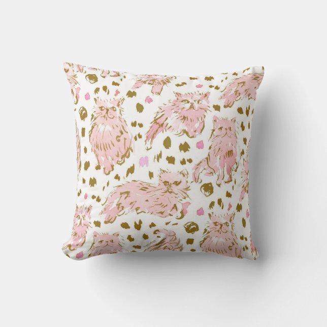 Coussin FRED le rose d'or de chat persan de Kitty chic (Recto)