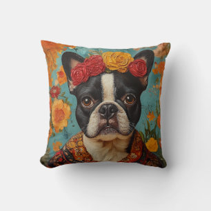 Coussin French Bulldog comme Frida Kahlo