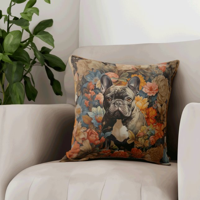 Coussin French Bulldog Frenchie Garden Tapestry Anniversai (Créateur téléchargé)