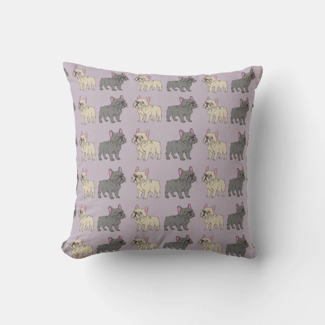 Coussin Frenchies, Violet (Recto)