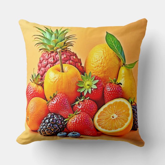 Coussin Fresh Bounty: Vibrant Fruit Harvest Design  (Recto)
