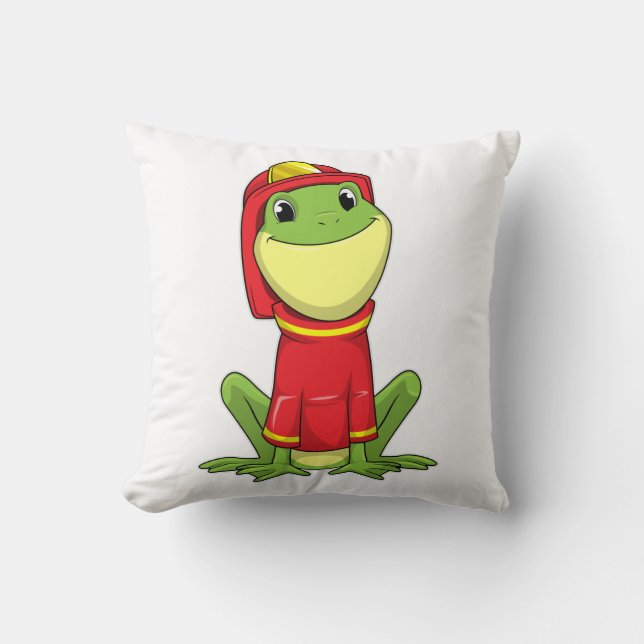 Coussin Frog as Firefighter avec Helmet (Recto)