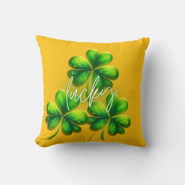 Coussin From emerald green to lucky clovers (Recto)