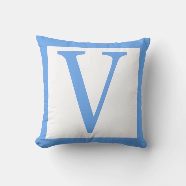 Coussin Frontière de bleus layette de la lettre V (Recto)