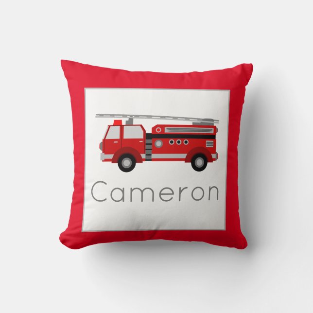 Coussin Frontière de rouge de crèche de thème de véhicule (Recto)