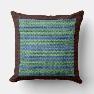 Coussin Frontière Marron Moderne Chevron de couleur Burlap