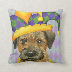 Coussin Frontière Terrier de mardi gras