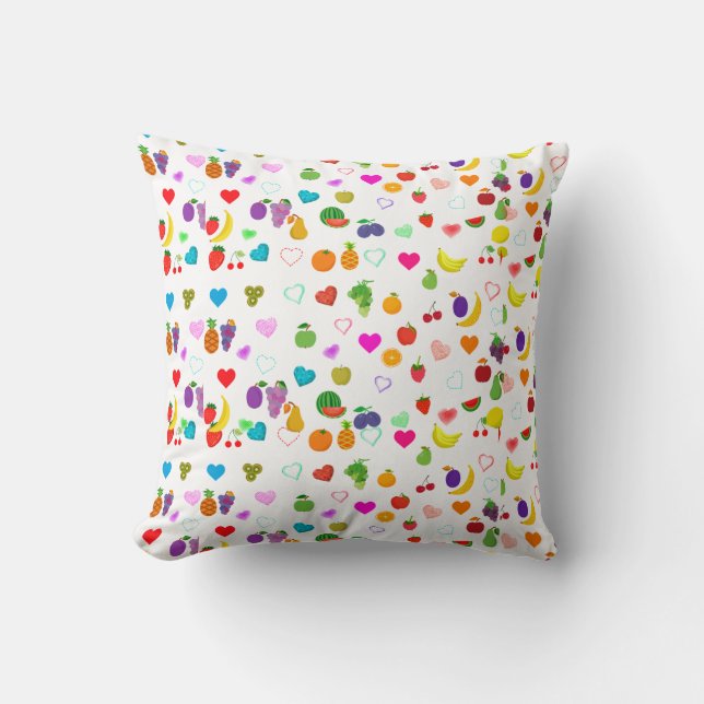 Coussin fruit and heart pattern Throw Pillow (Recto)