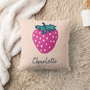 Coussin Fruit aux fraises mûre Nom personnalisé