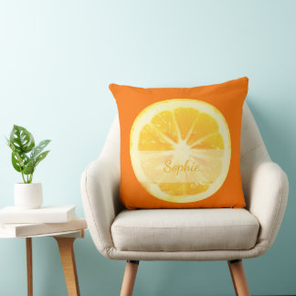 COUSSIN FRUIT DE CITRUS DE CITRUS JAUNE DE SOLEIL CLAIR ET