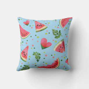 Coussin Fruit d'été Motif pastèque rouge vert tropical