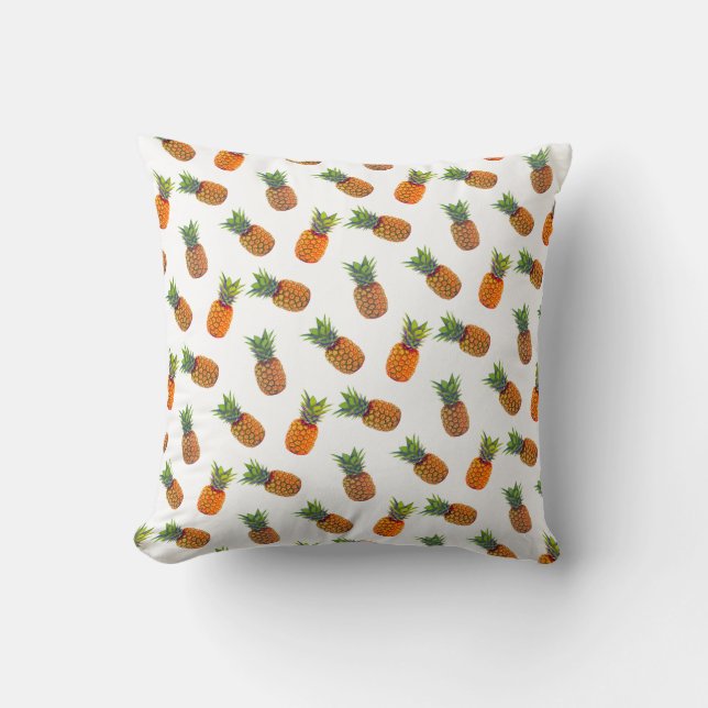 Coussin Fruits d'ananas sur blanc (Recto)