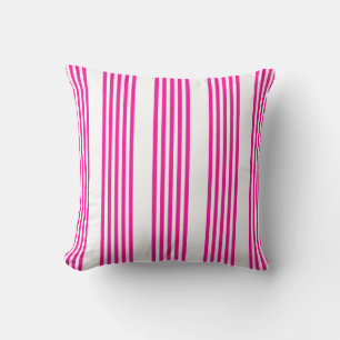 Coussin Fuchsia et blanc cinq bandes motif