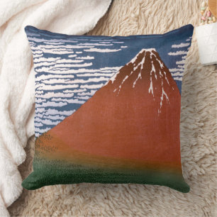 Coussin Fuji rouge, Aka Fujiyama Volcan Katsushika Hokusai