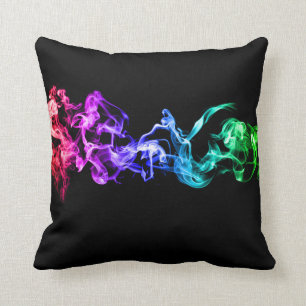 Coussin Fumée abstraite colorée - un arc-en-ciel dans