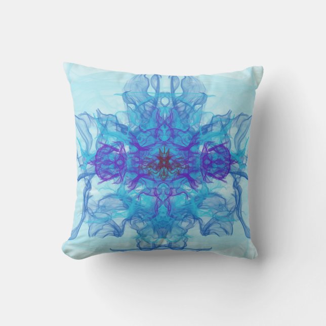 Coussin FUMÉE BLEUE - Art Fractal - (Recto)