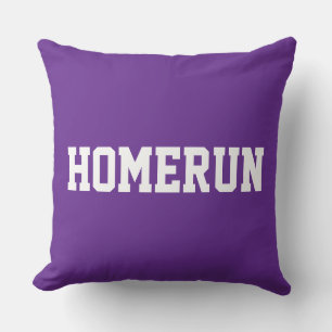 Coussin Fun Baseball HOMERUN Texte Blanc Sur Violet Royal