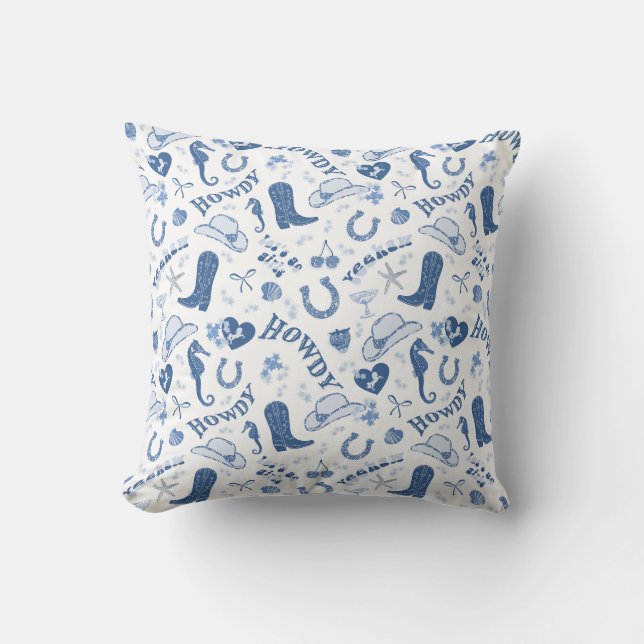 Coussin Fun Blue Coastal Cowgirl Motif (Recto)