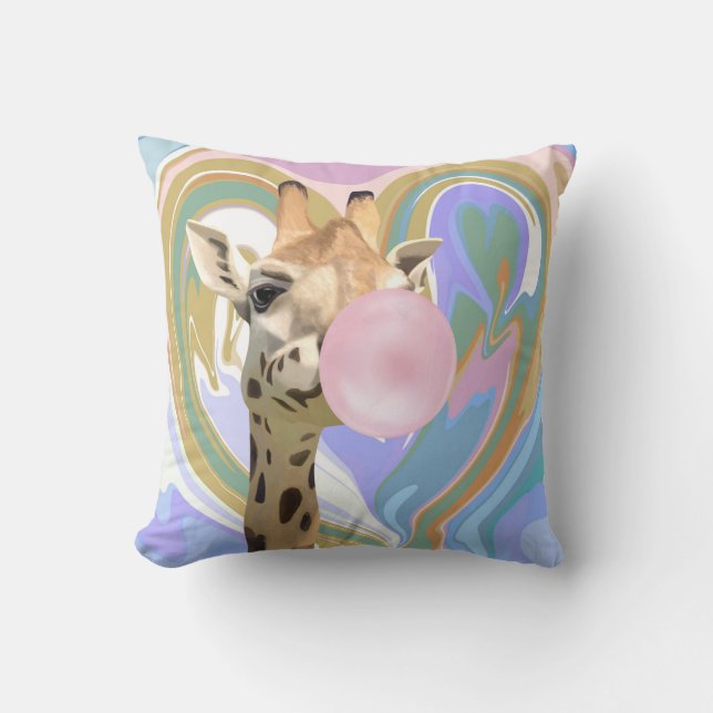 Coussin Fun Bubblegum soufflant Giraffe Liquide Swirl Bleu (Recto)