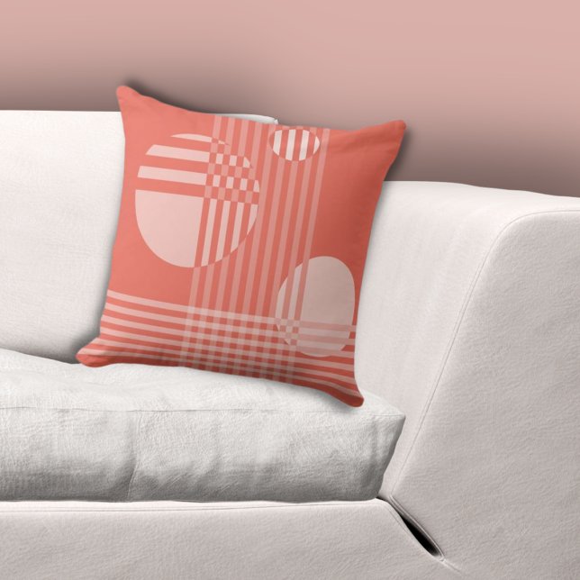 Coussin Fun Irrégulier rayures et cercles rose (Fun Irregular Stripes & Circles Pink Throw Pillow)
