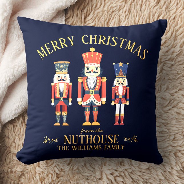 Coussin Fun Joyeux Noël de Nuthouse Nutcracker (Créateur téléchargé)
