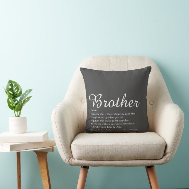 Coussin Fun Modern Grey Cool Script Brother Définition (Chaise)