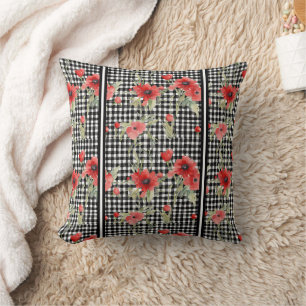 Coussin Fun noir Rose Trellis Design avec bande