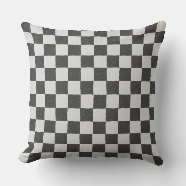 Coussin Fun Retro Checkerboard Motif noir et blanc (Recto)