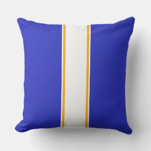 Coussin Fun Sporty Royal Blue White Yellow Racing Stripes