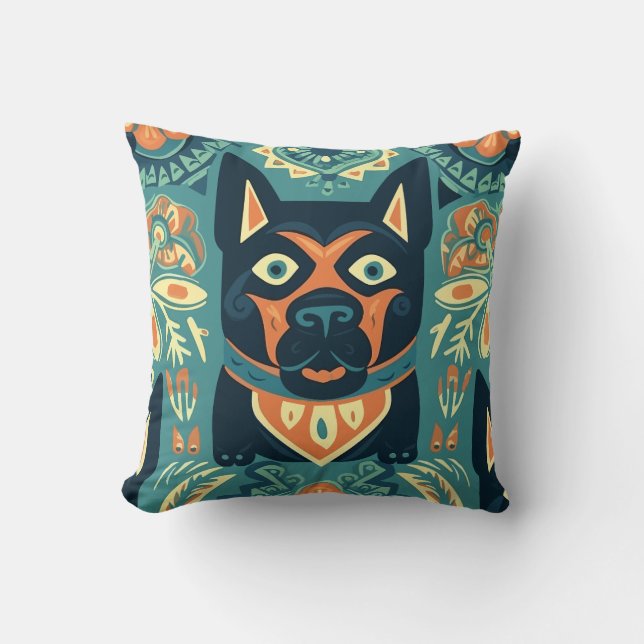 Coussin Fun Tiki Chien Graphisme (Recto)