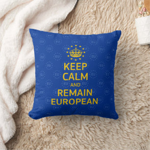 Coussin Funky Bleu Jaune Garder Calme Couronne Europe Mode