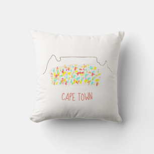 Coussin Funky Cape Town Table Mountain Colorée Contour