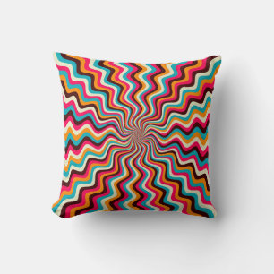 Coussin Funky ondulé multicolore sunburst art arrière - pl