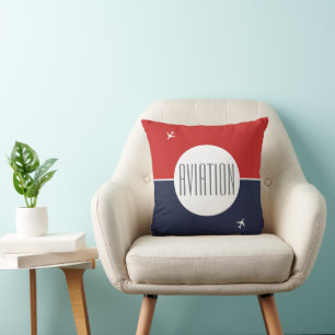Coussin Funky White Plane Avion Pilote