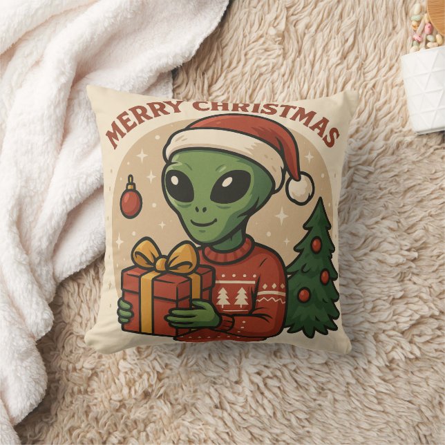 Coussin Funny Alien Merry Christmas (Couverture)