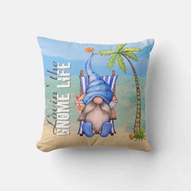 Coussin Funny Beach Chair Gnome Palm Tree (Recto)