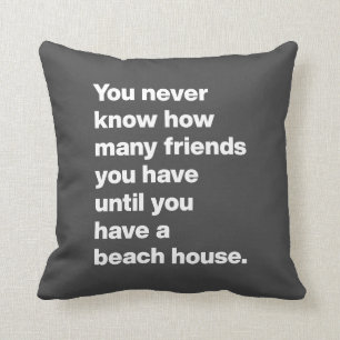 Coussin Funny Beach House Amis Citation de la typographie 
