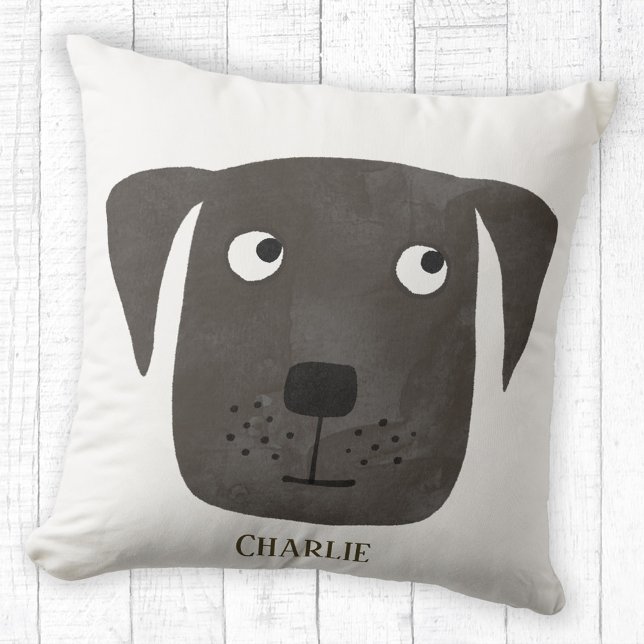 Coussin Funny Black Labrador Retriever Chien Nom personnal (Black Labrador Retriever Dog fun personalized name throw pillow)