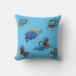 Coussin Funny Blue Sea Monster Poisson Requin Enfant Couss