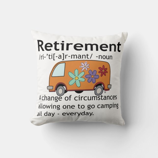 Coussin Funny Camping Définition de retraite   (Recto)
