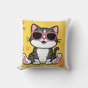 Coussin Funny Chat Cartoon chat portant des lunettes de so