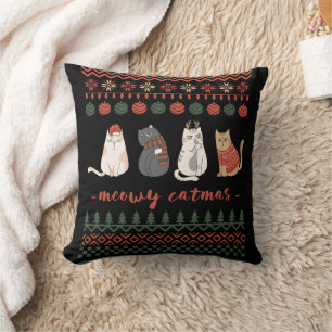 Coussin Funny Chat jeu de Noël - Chat Noël