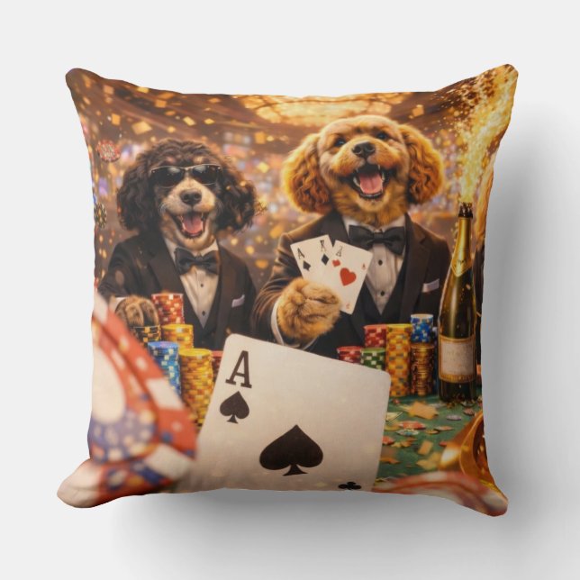 Coussin Funny Cockapoo Gift | Poker Dog Cushion (Recto)