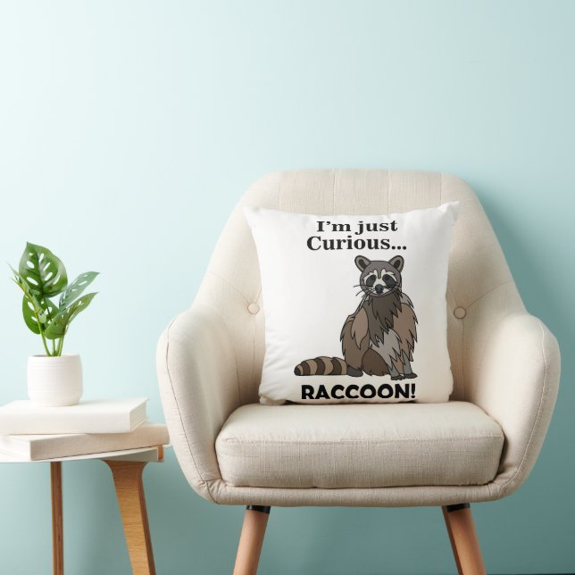 Coussin Funny Curious Raccoon (Chaise)