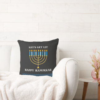 Coussin Funny Cute Blue Hanukkah Menorah Design