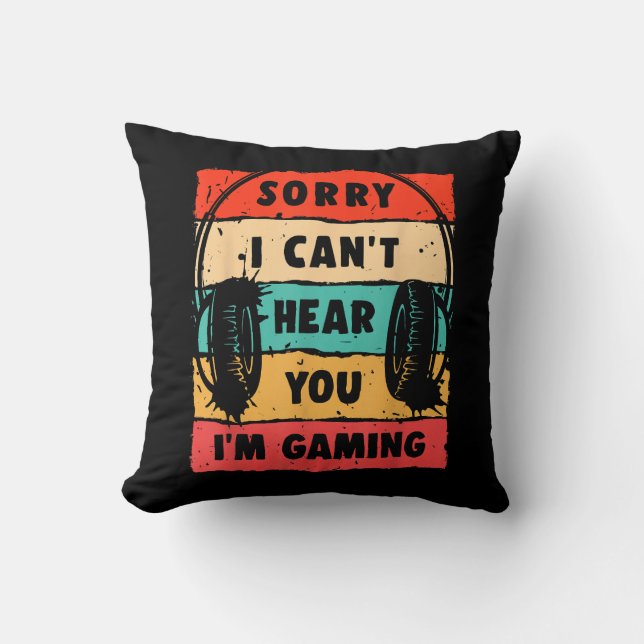 Coussin Funny Gamer Shirt pour Ados garçons Jeu vidéo pour (Recto)