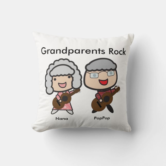 Coussin Funny Grand-parents Rock Guitare Personnaliser (Recto)