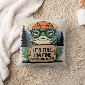 Coussin "Funny Grumpy Frog Throw Pillow - C'est très bien.