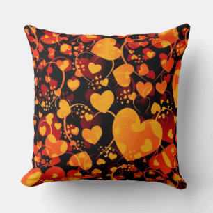 Coussin Funny Heart Motif VIII - noir rouge jaune